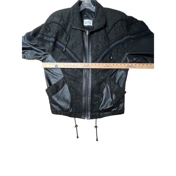 the Leather Warehouse Vintage Genuine Black Leather Jacket Paisley Size Large - Picture 6 of 8